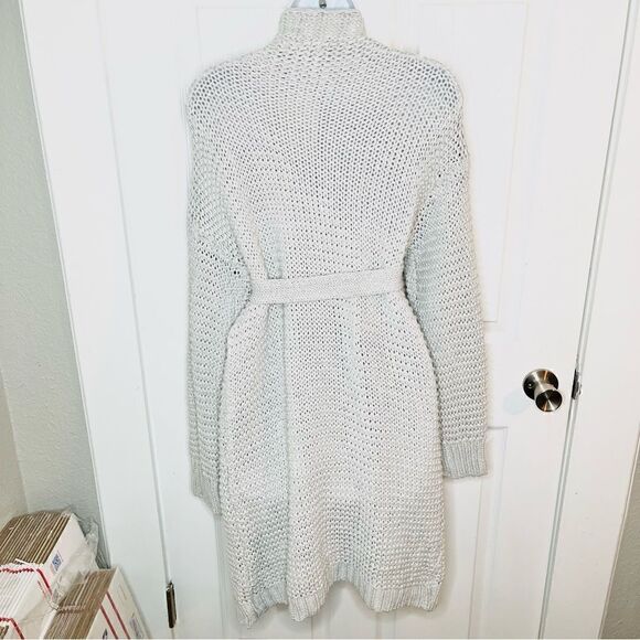 Miracle Relax More Grey Midi Cardigan Tie Chunky Knit M/L - Picture 12 of 13
